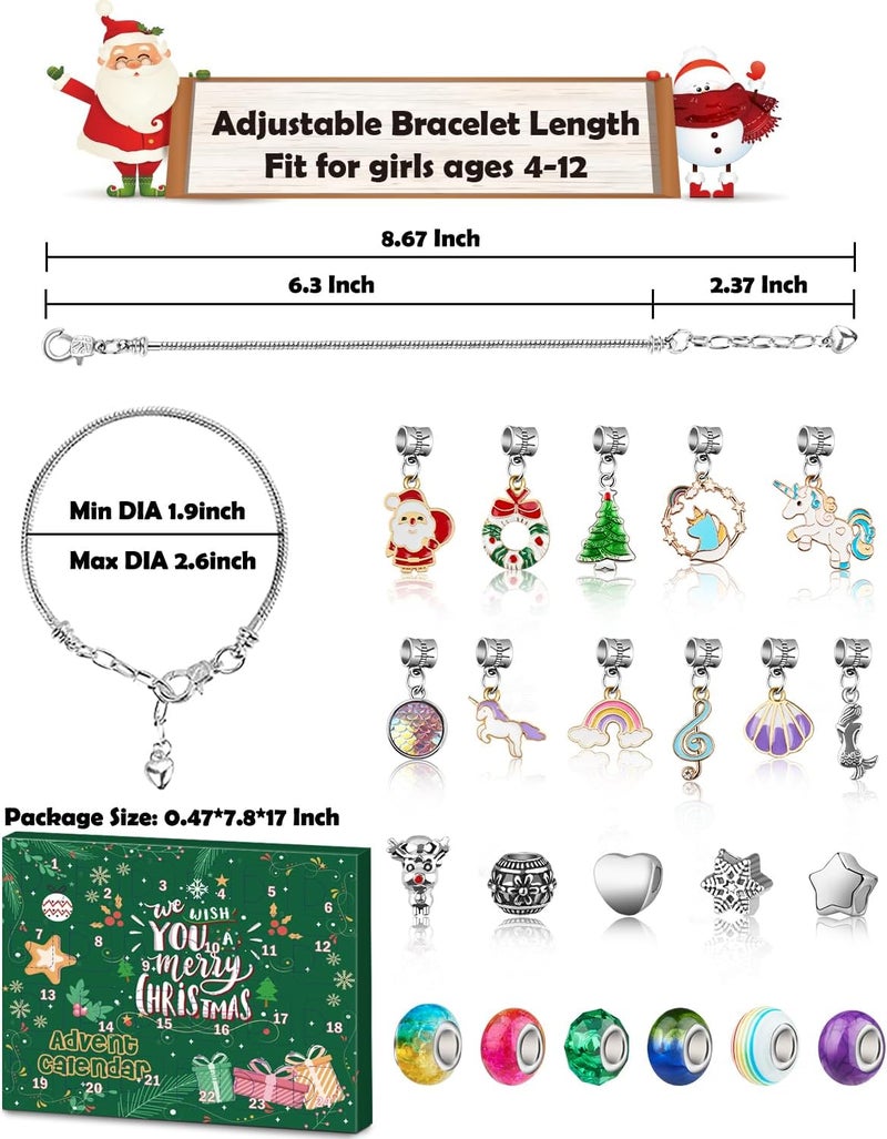 KOLBRIGHT Girls Advent Calendar 2025, Charm Bracelets Making Kit for Kids Christmas Countdown Calendars 24 Days Xmas Jewelry Making Kit for Girls 6-7, Teens Teenagers Girl 8-12 & Women Arts and Crafts Gift Toys - Image 4